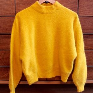 Vintage Yellow Angora/Wool Mock-Neck Sweater